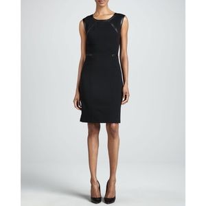 LAFAYETTE 148 Overlook Black Leather Trim Dress 14